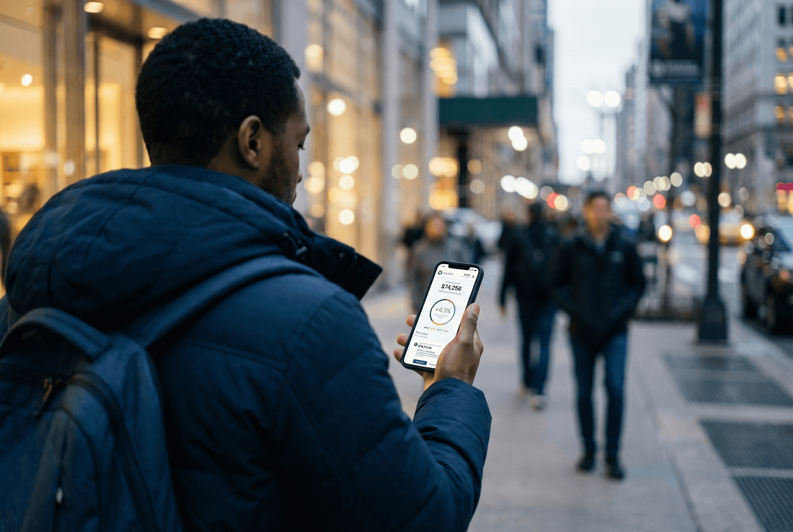 User interacting with the Paxos mobile interface