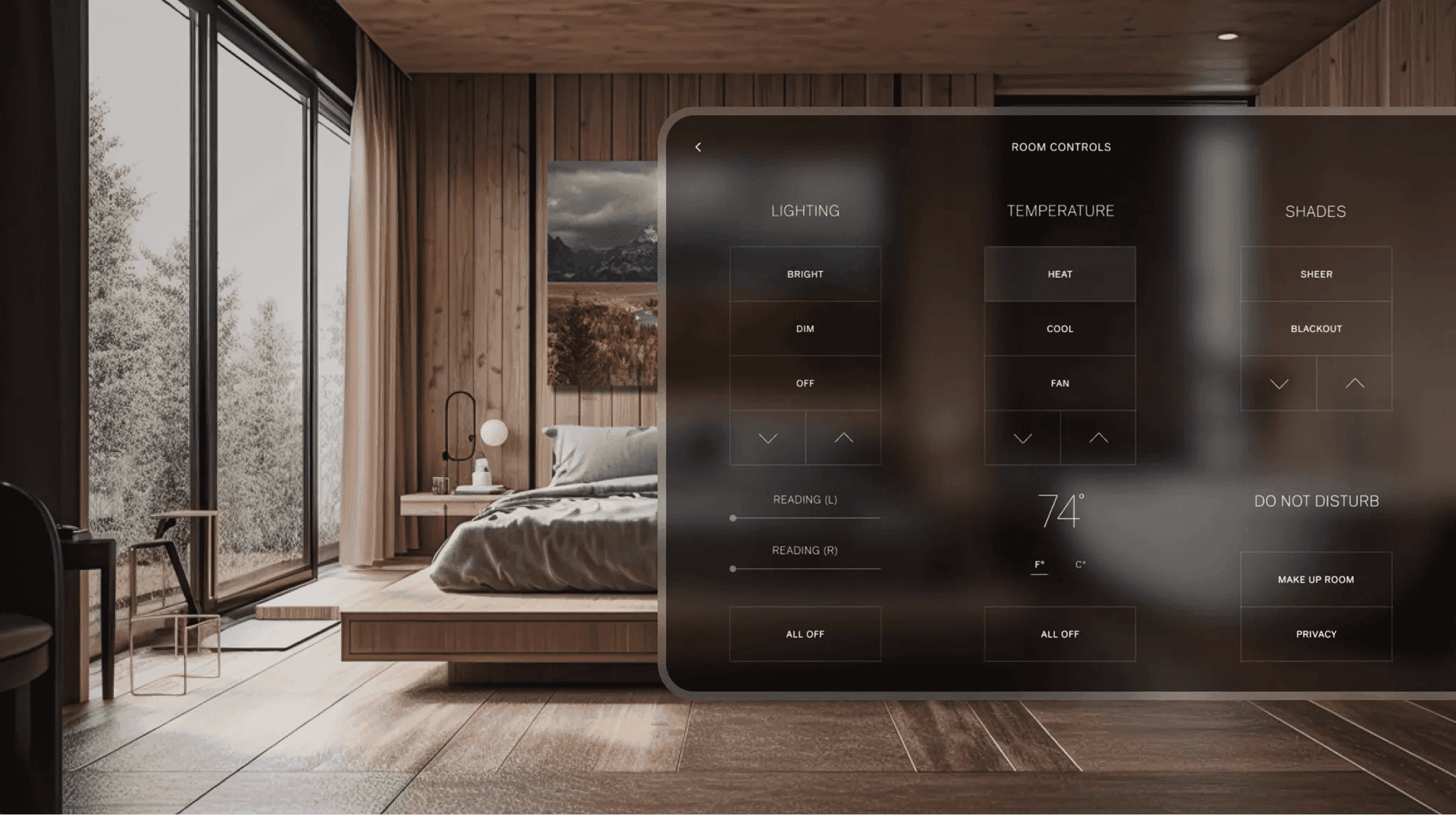 iPad user interface for hotel customers