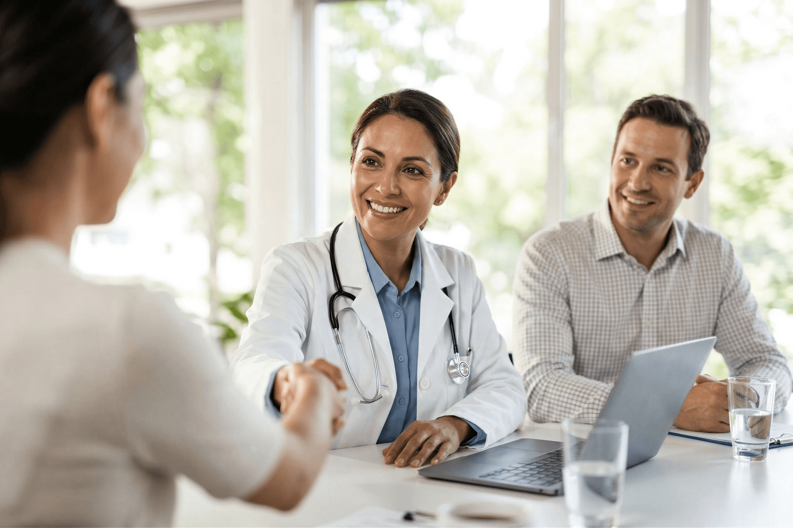 Doctor shaking hand with patient