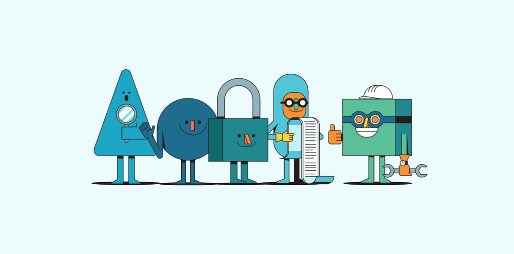 Illustration of HappyFunCorp characters interviewing other characters to see if they are qualified