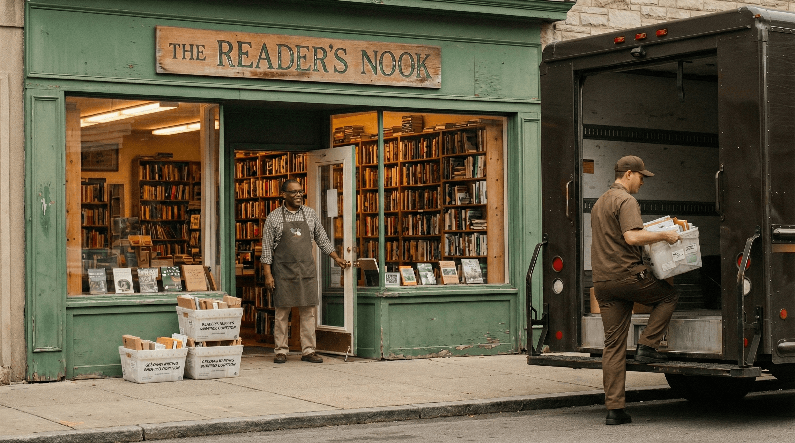 Indie bookshop owner sending books to customers