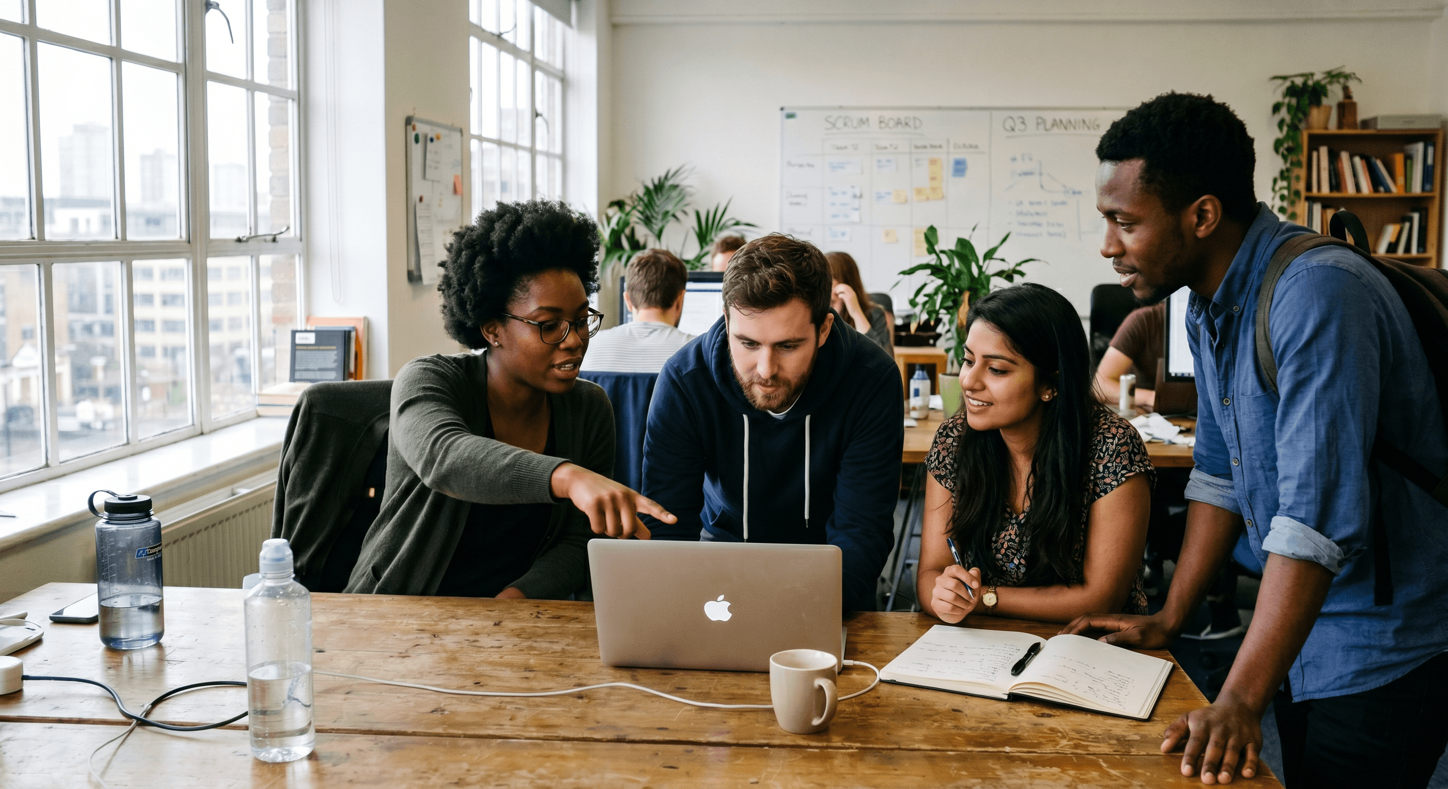 team working in an office