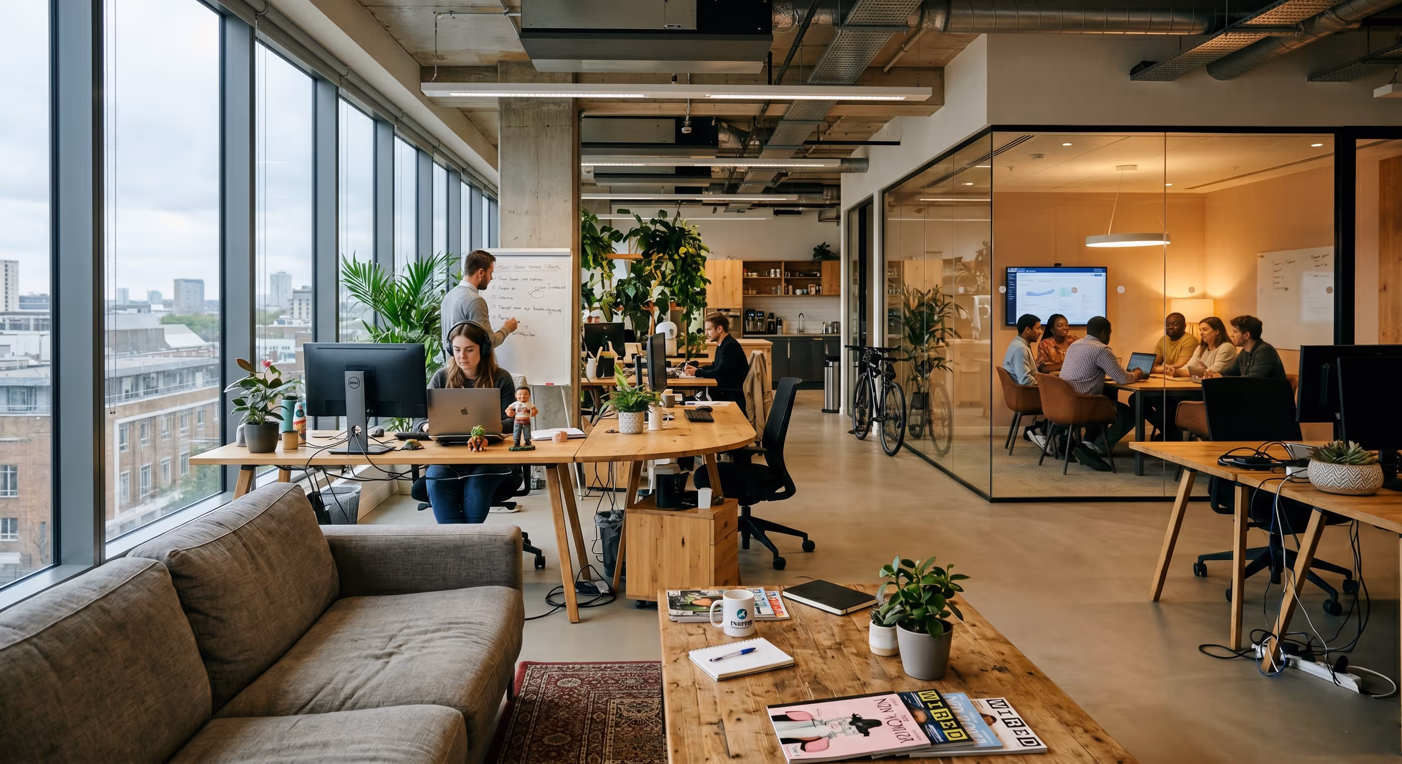 office space with workers